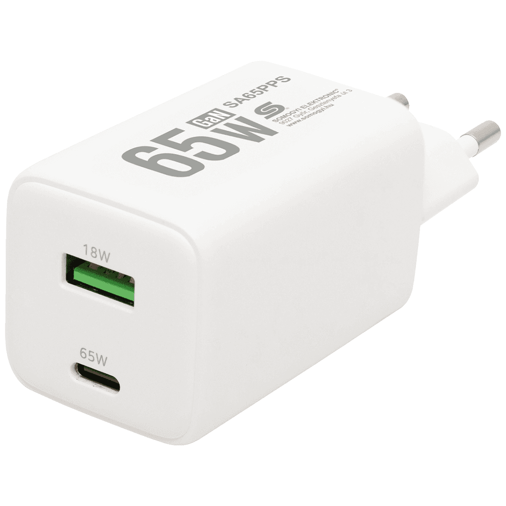 Home Punjač kućni SA65PPS, 1 x USB-A, 1 x UCB-C, 65W, GaN, Bijeli