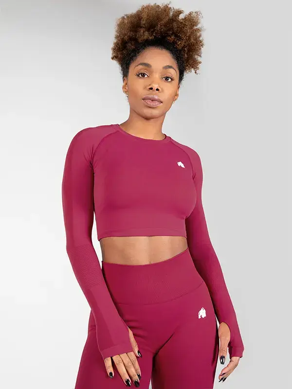 Gorilla Wear HILTON Bešavna Majica Dugi Rukav – Pink Crvena