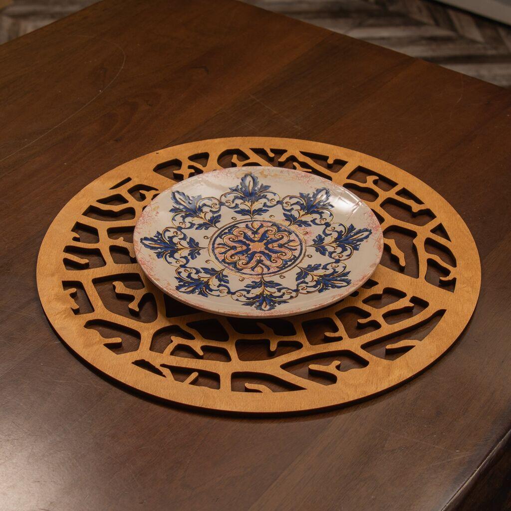 Hermia Coral set podmetača, 36x36cm, drveni, 6 dijelova, oker