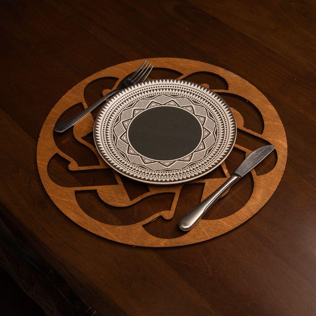 Hermia Don set podmetača za čaše, drveni, 4 dijela, oker