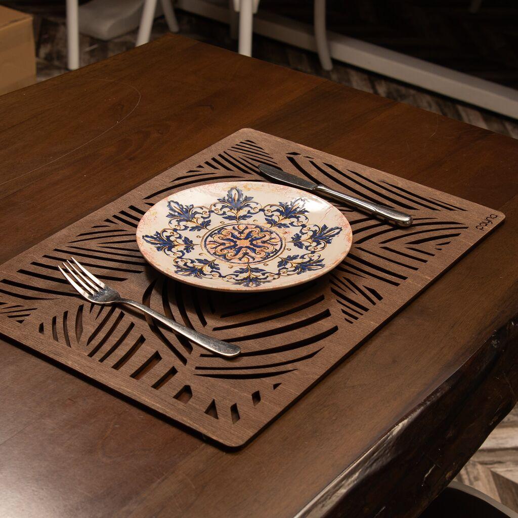 Hermia Set podmetača za sto Plane, Drveni, 4 komada, Smeđi