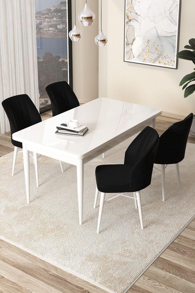 Hanah Home Set Trpezarijski sto i 4 stolice Arp, Crno-bijela