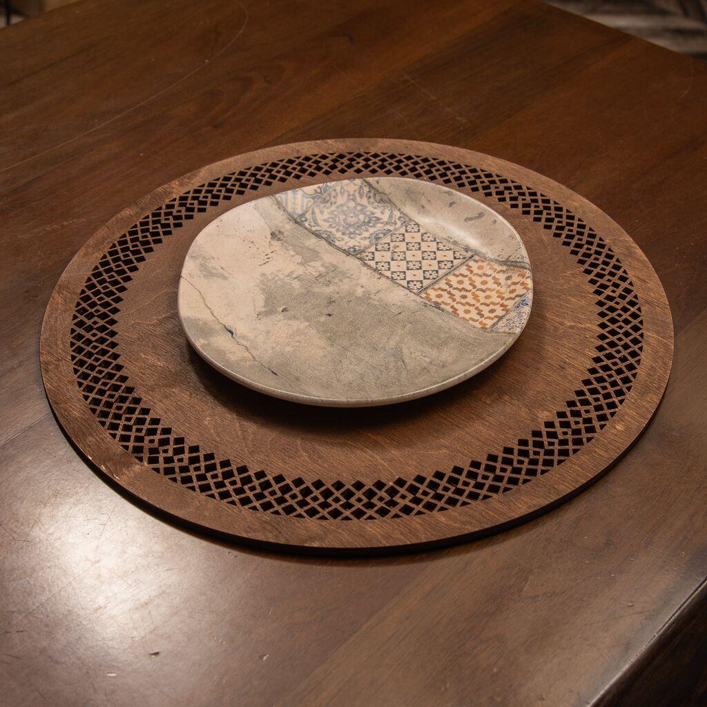 Set podmetača za sto Hermia Seljuk, 36x36cm, Drveni, 6 dijelova, Smeđa