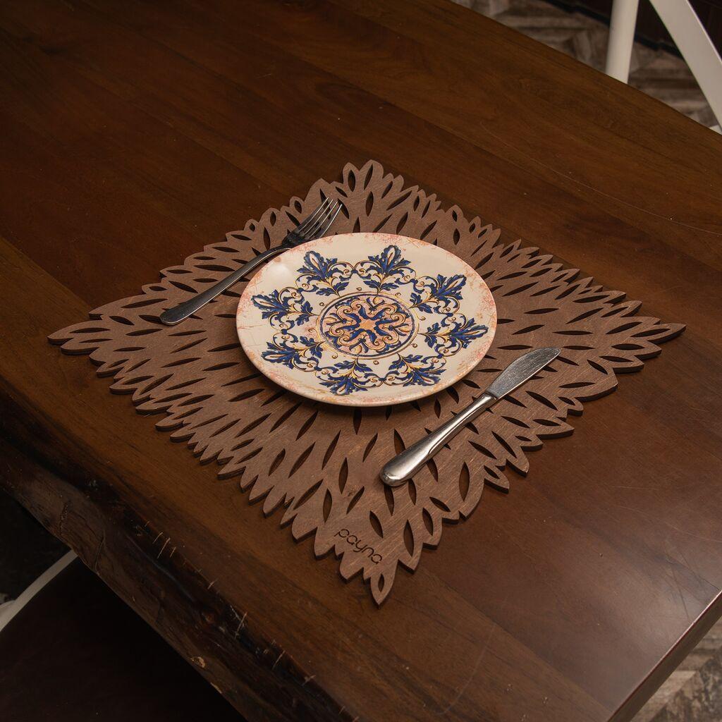 Hermia Set podmetača za jelo, 36x36cm, Drveni, 6 dijelova, Smeđi