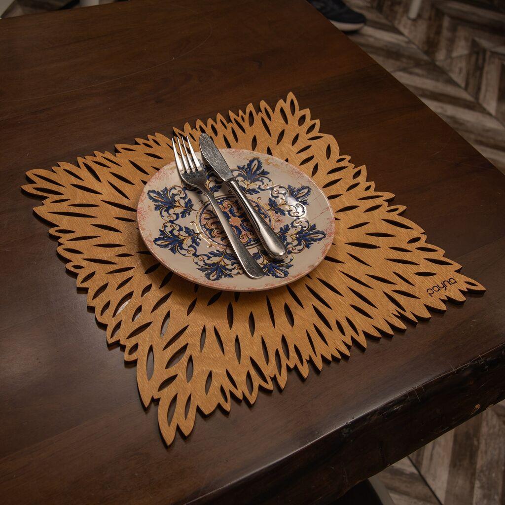 Hermia Set podmetača za jelo, 36x36cm, Drveni, 6 dijelova, Oker