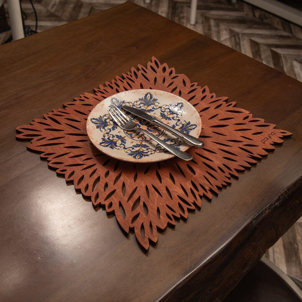 Hermia set šiljastih podmetača, 36x36cm, drveni, 6 dijelova, kesten