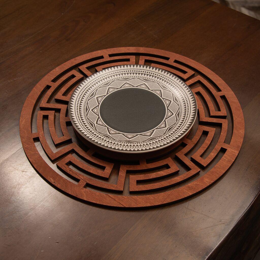 Hermia Labyrinth set podmetača, 36x36cm, drveni, 6 dijelova, kesten