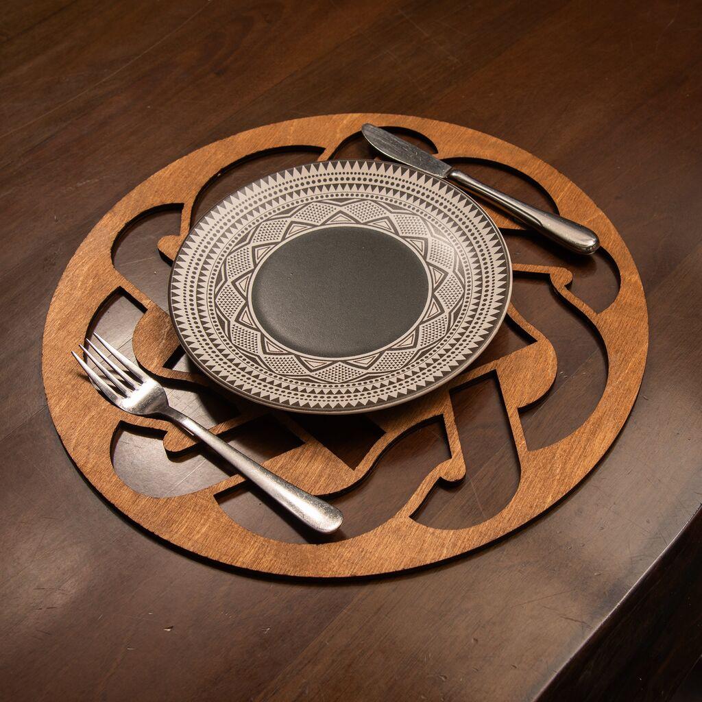 Hermia Don set podmetača za sto, 36x36cm, drveni, 6 dijelova, smeđi