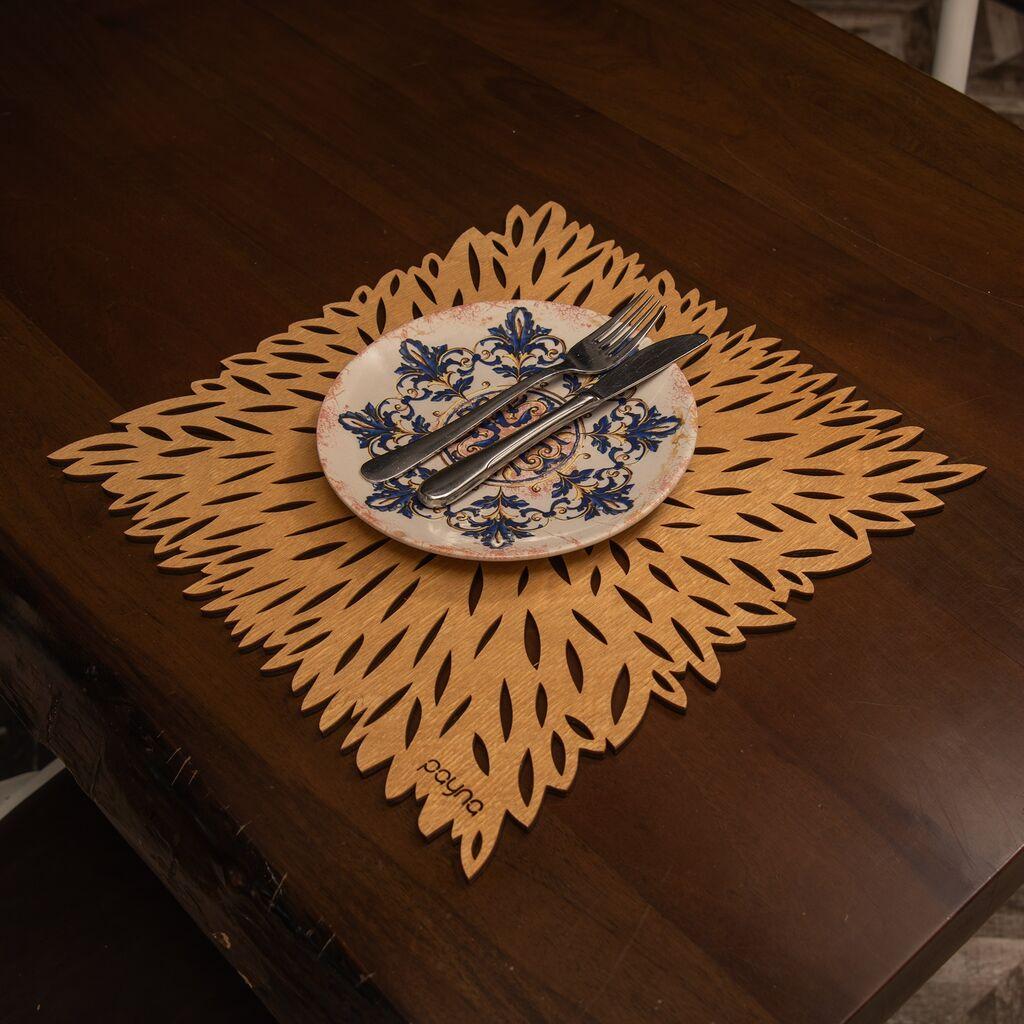 Hermia Set podmetača za sto Pointy, Drveni, 4 dijela, Oker