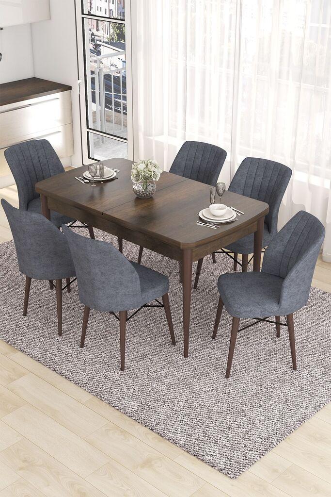 Hanah Home Set Trpezarijski sto i 6 stolica Eva, sivo-smeđa