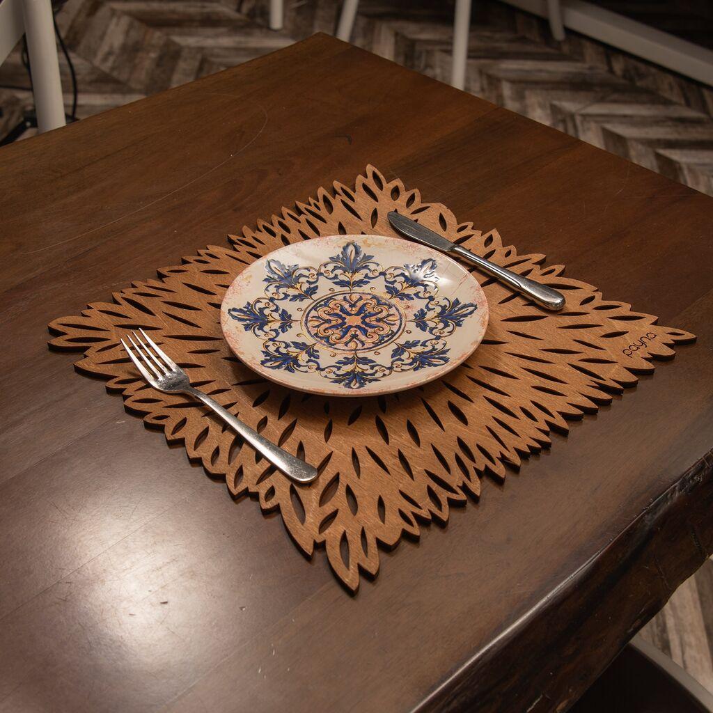 Hermia set šiljastih podmetača, 36x36cm, drveni, 6 dijelova, smeđi