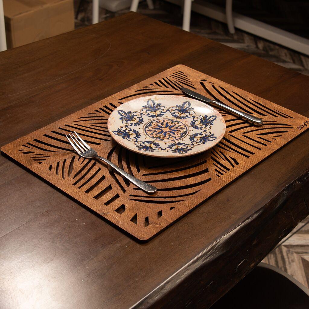 Hermia Set podmetača za sto Plane, Drveni, 4 dijela, Smeđi