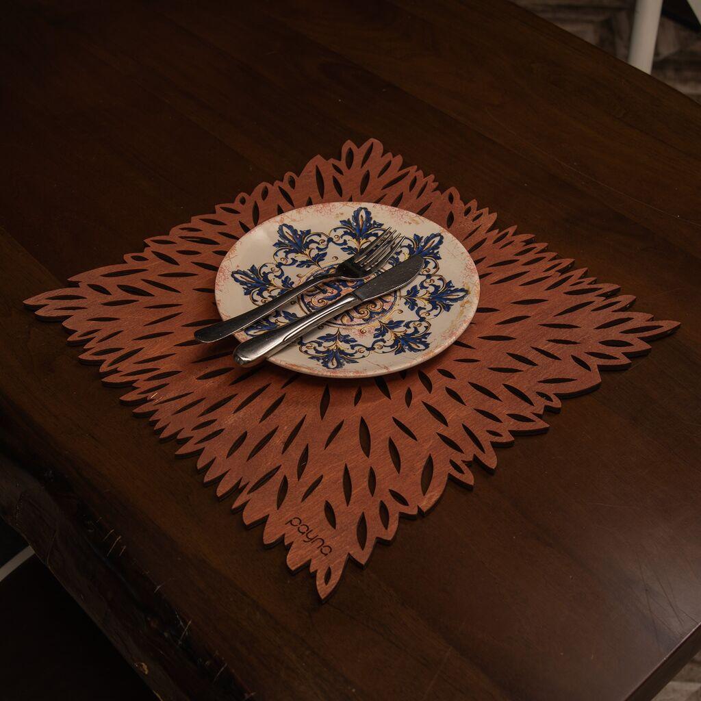 Hermia Set podmetača za sto Pointy, Drveni, 4 dijela, Kesten