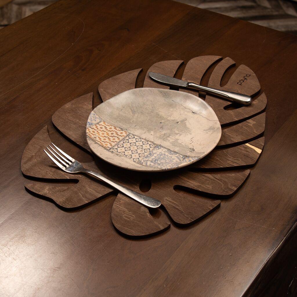 Hermia Set podmetača za Monstera sto, Drveni, 4 komada, Smeđi