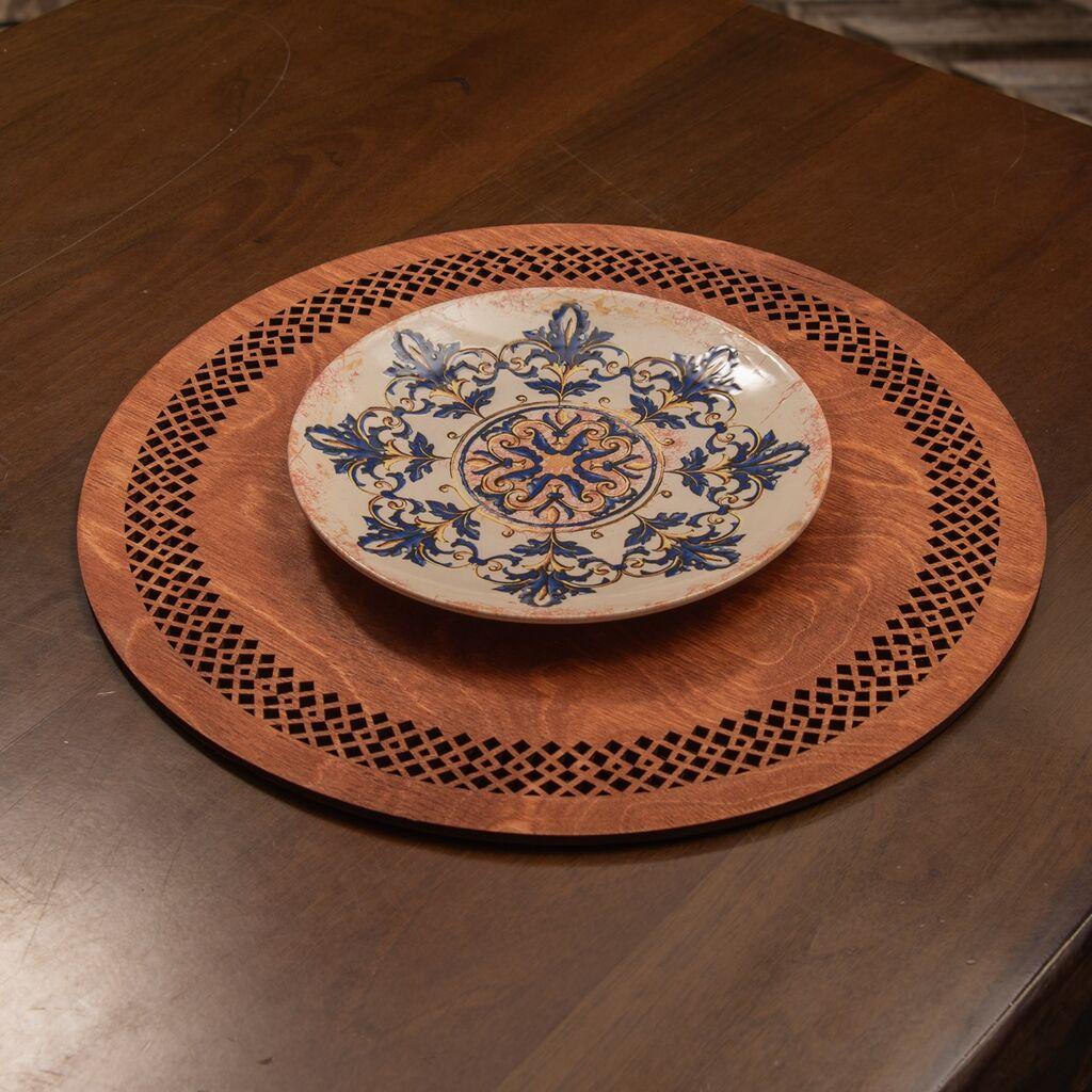 Hermia Seljuk set podmetača za sto, drveni, 4 dijela, kesten