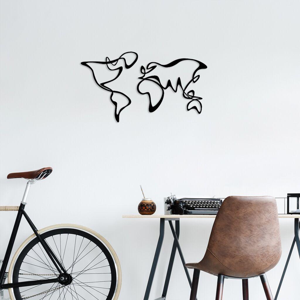 Wallity Zidna dekoracija Mapa svijeta 15, crna