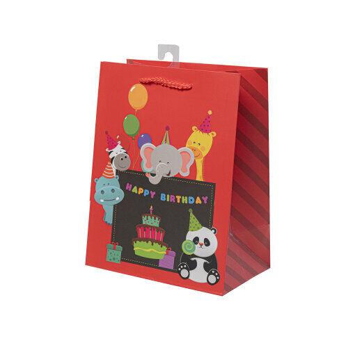 Ukrasna kesa Happy Birthday Zoo, 18x11x23cm. 210gr., Crvena