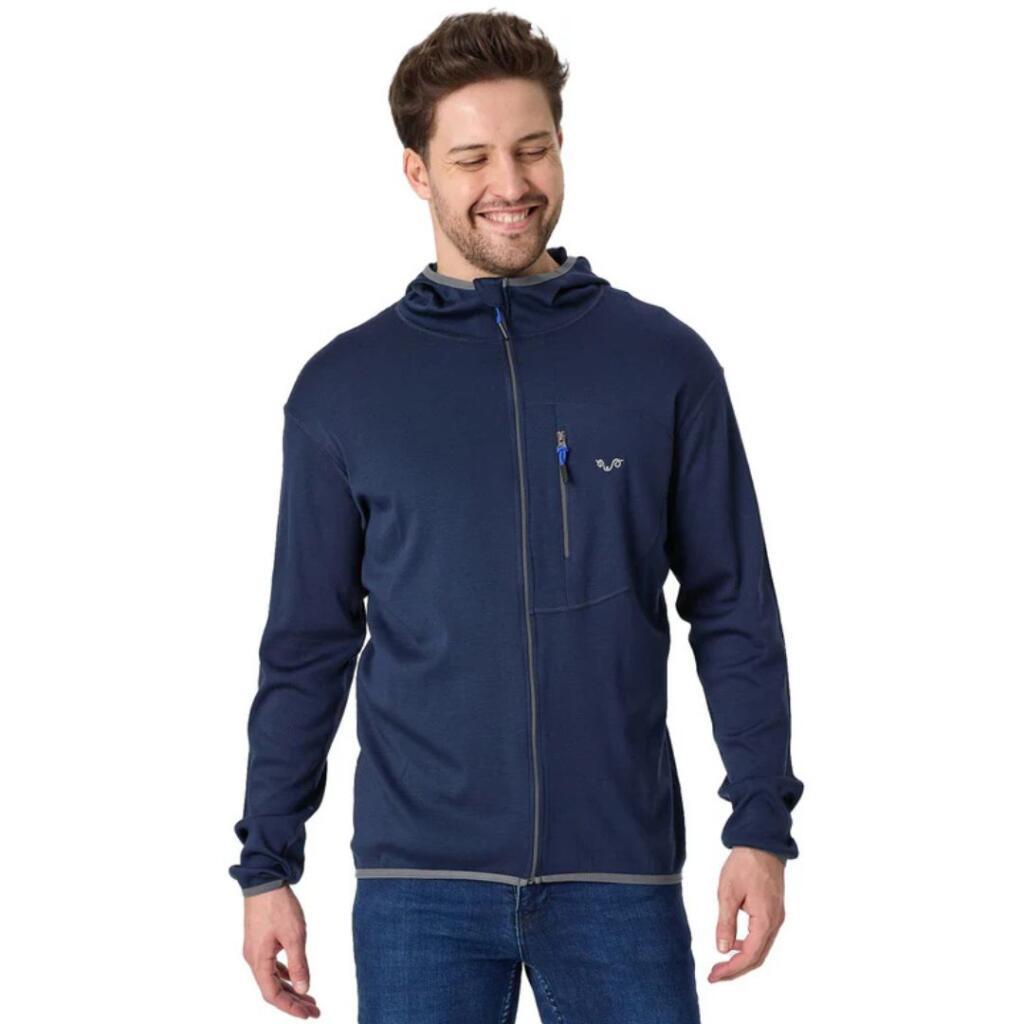 Woolona Muška majica s kapuljačom dugih rukava Maestro, s patentnim zatvaračem, tamnoplava