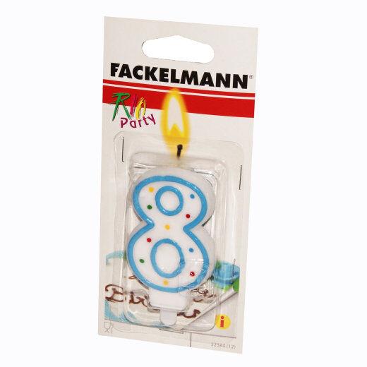 Fackelmann Rođendanska svijećica, Broj 8, Bijelo-plava