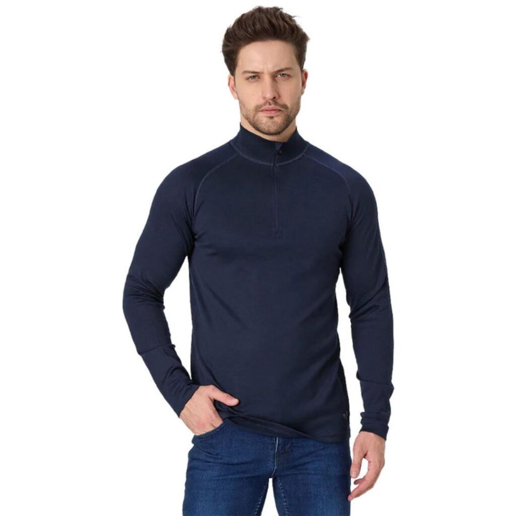 Woolona muški pulover s patentnim zatvaračem do 1/4, boje Bora, crne boje