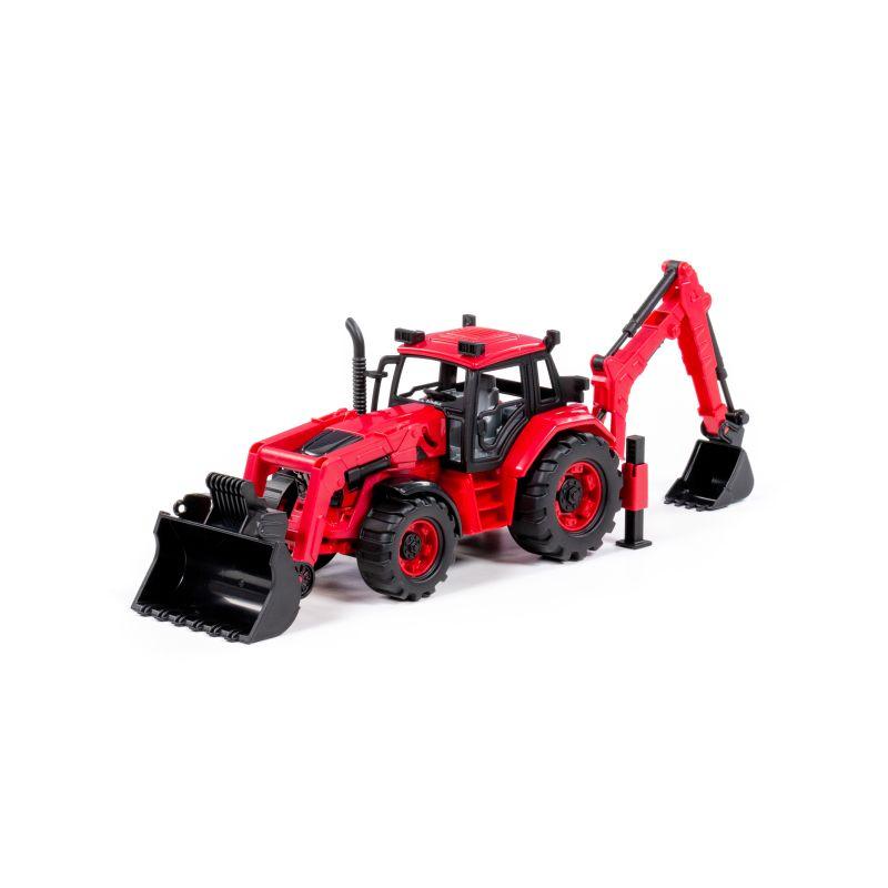 POLESIE Igračka Traktor Bager i Utovarivač Bjelorusija, Crvena