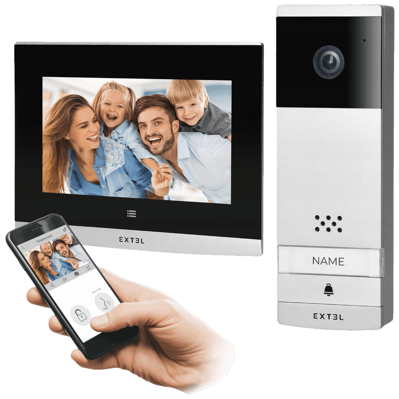 EXTEL Video interfon 7", bežični set,  WiFi, Bijeli