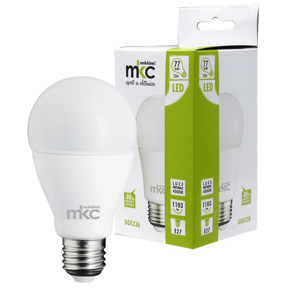 MKC Sijalica LED GOCCIA A60, 12W, E27, 220V AC,prirodno bijela svjetlost, Bijela