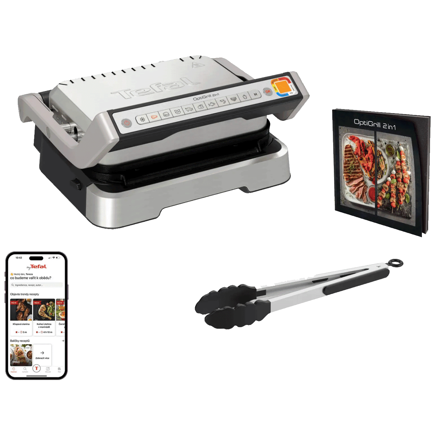 TEFAL Kontaktni Gril 2 u 1 OptiGrill, 2000W, Srebrne boje