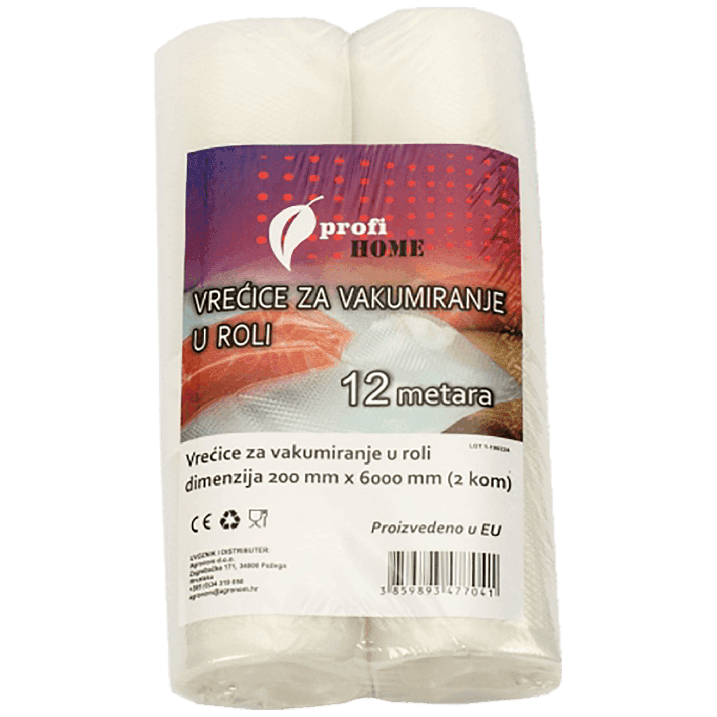 PROFI HOME Folije za vakumiranje u roli, 200x6000mm, 2 komada, Providne