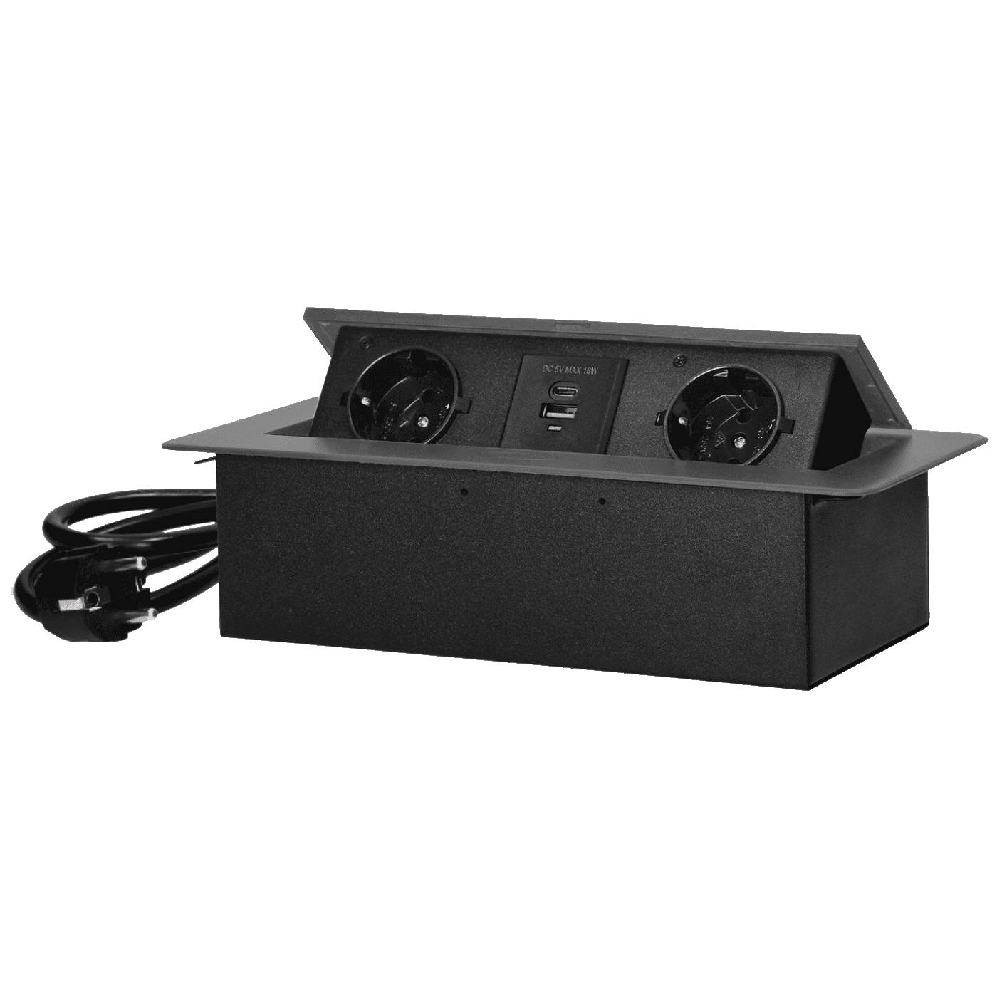 ORNO Produžni kabel sa 2 Schuko utičnice ugradbene, 2 USB, Crni