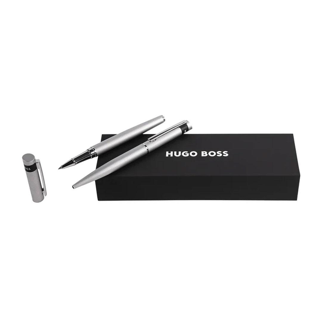 Hugo Boss Set Hemijska i roler olovka Loop Diamond HPBR367B, Srebrni