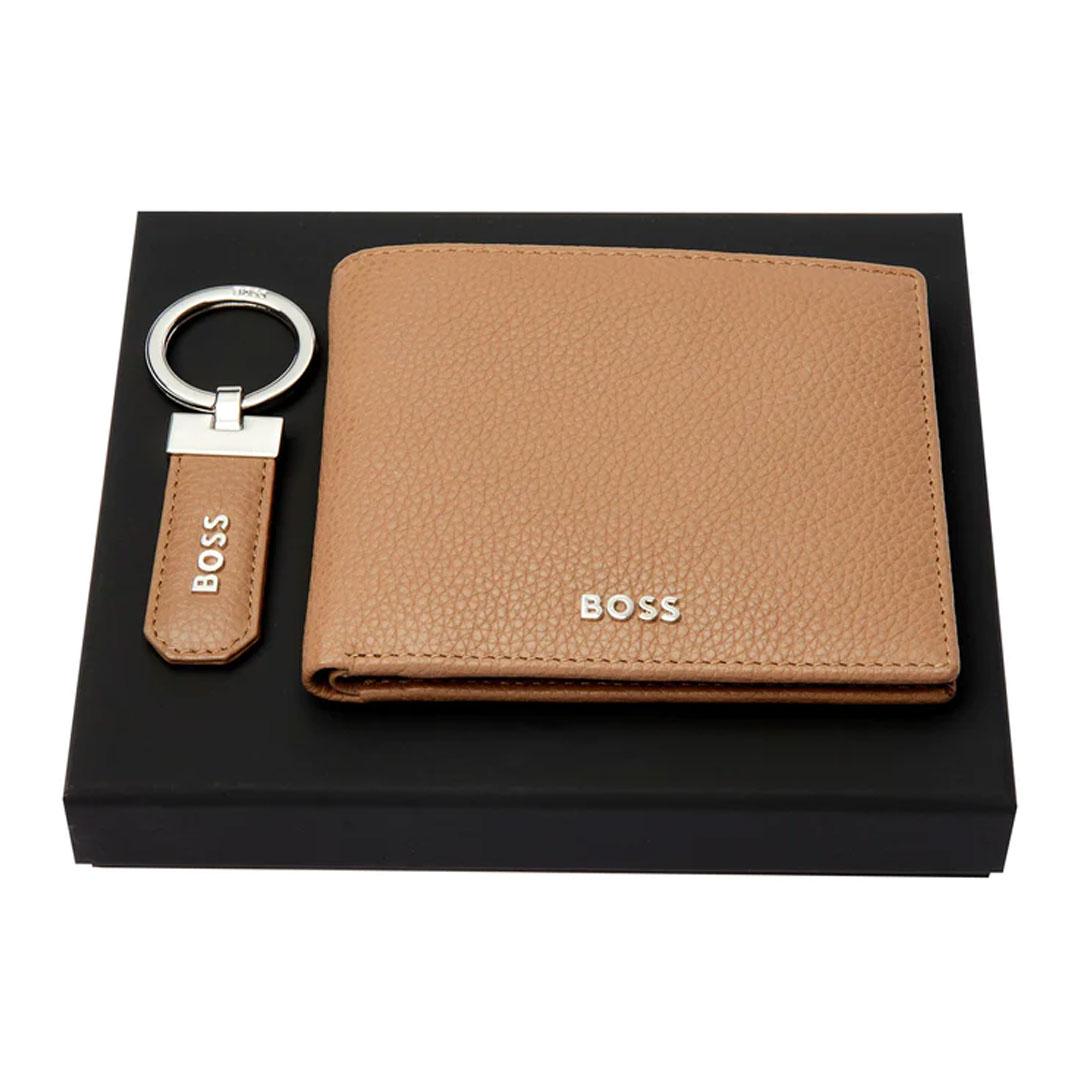 Hugo Boss Novčanik i privjesak u setu Camel HPKW416X, Smeđi
