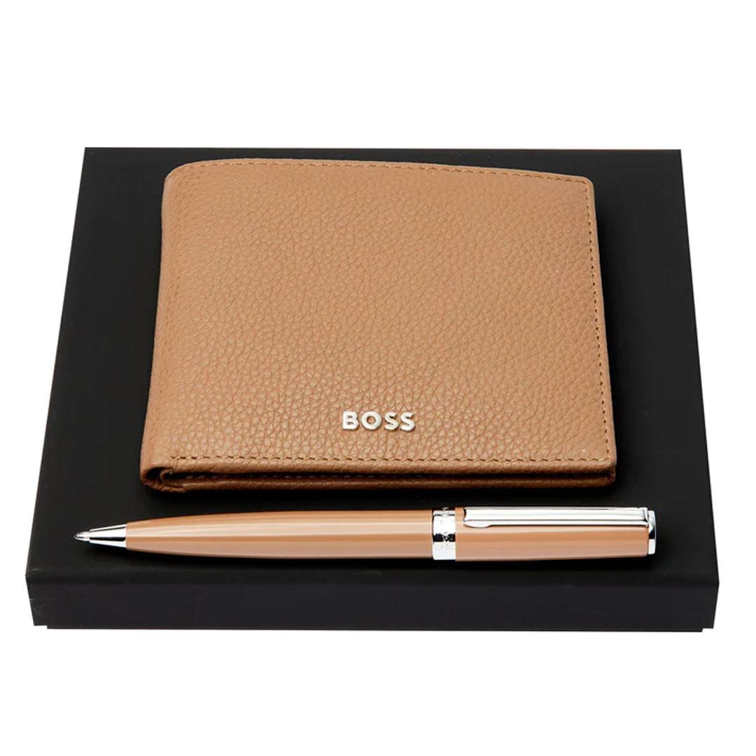 Hugo Boss Set Hemijska olovka i novčanik HPBW416X, Braon