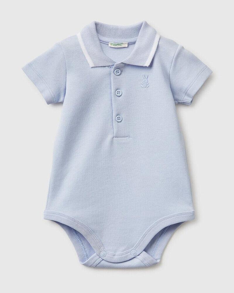 Benetton Polo bodi za bebe 3CDIAB00XW-081-74, Plavi