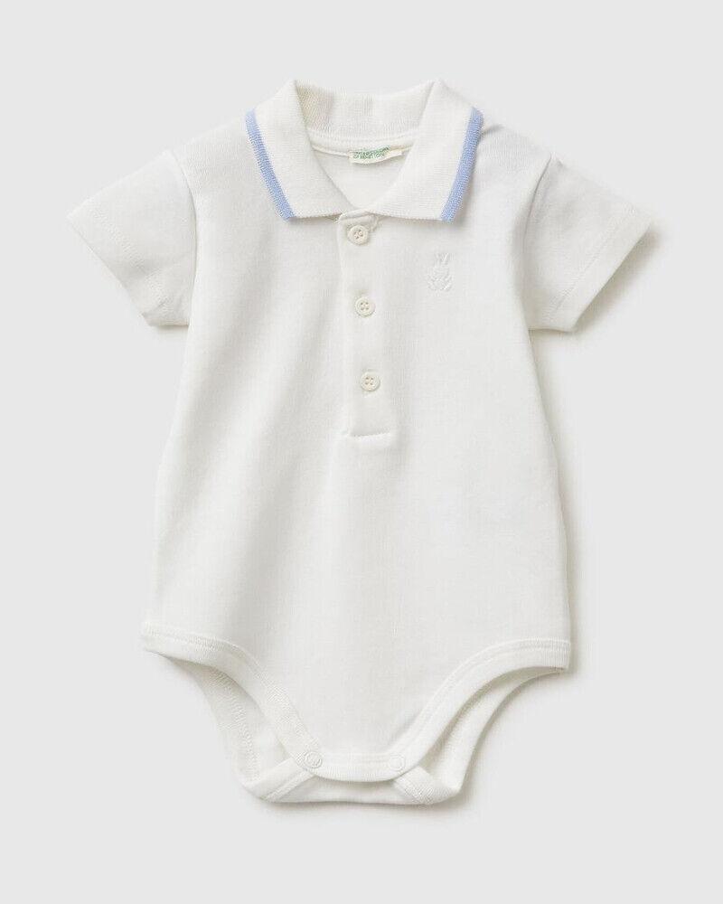 Benetton Polo bodi za bebe 3CDIAB00XW-074-82, Bijeli