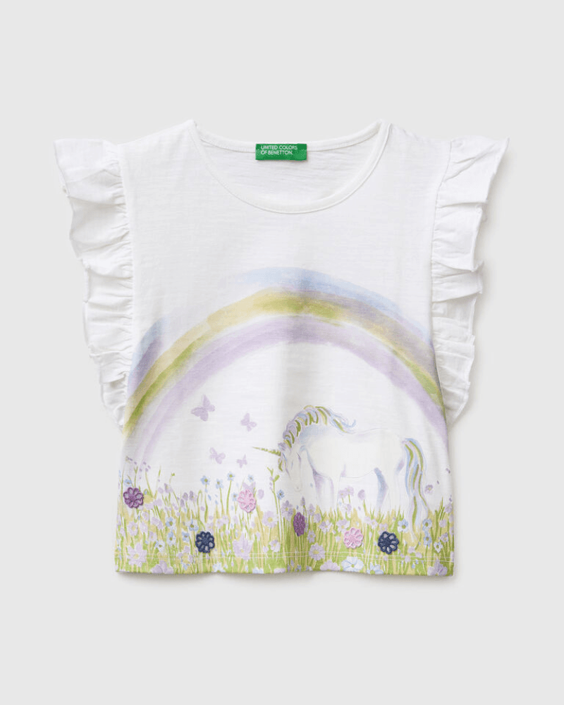 Benetton Majica za djevojčice 38V4G10MUP-101-YS, Bijela