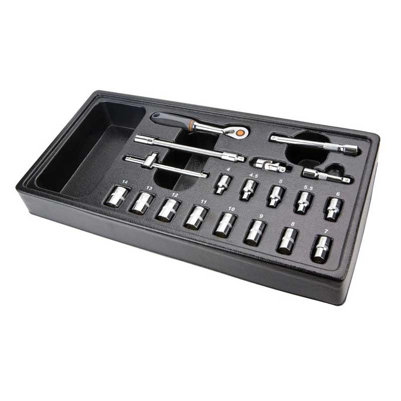 Neo Set nasadnih ključeva s račnom 84-273, 1/4"