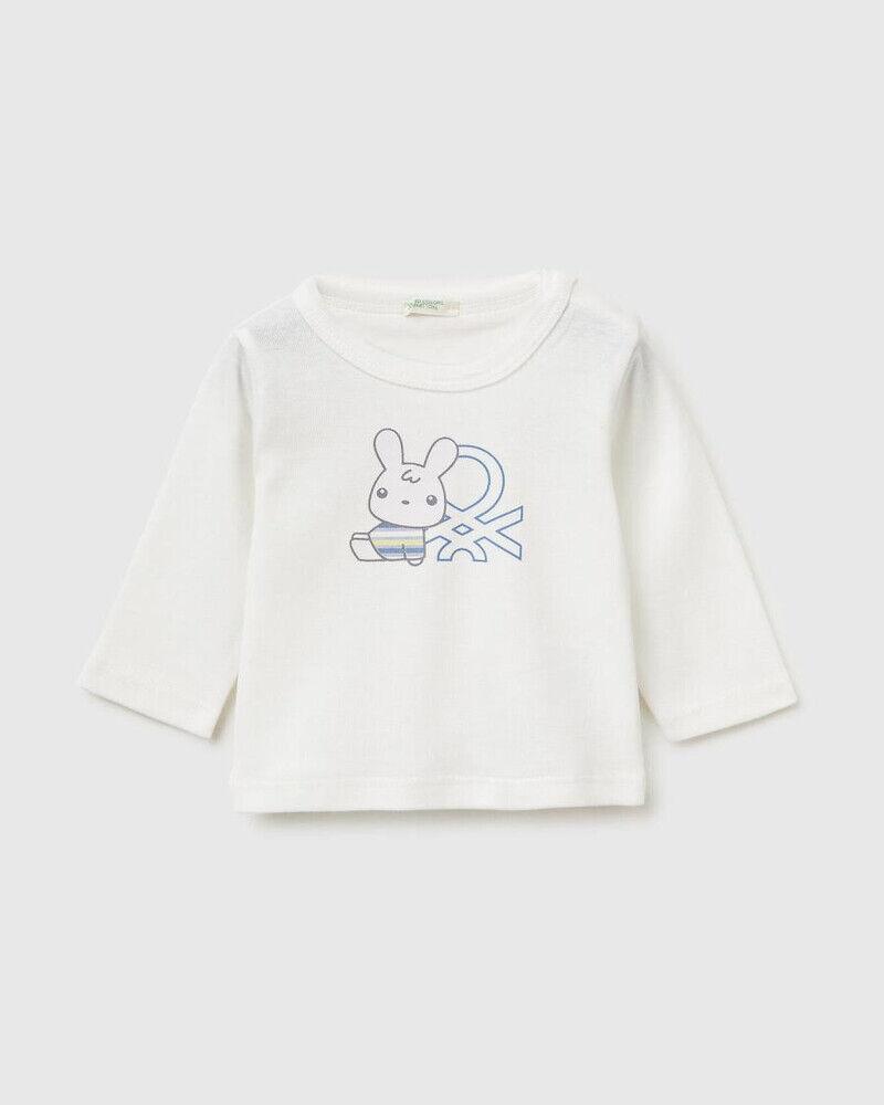 Benetton Majica dugih rukava za bebe 3I9WA106WW-901-82, Bijela