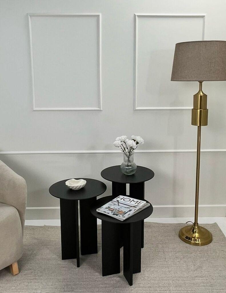 Hanah Home Leo set klub stolova, 2 dijela, crni