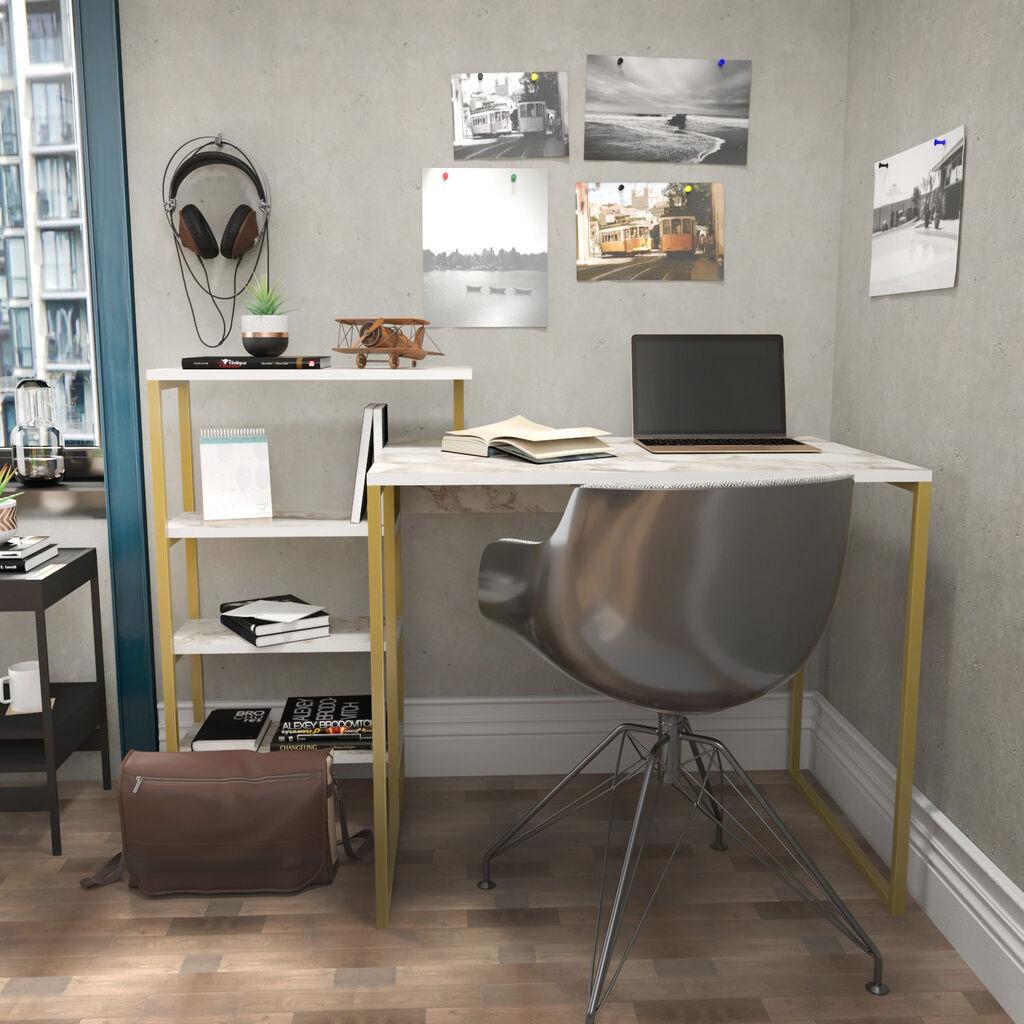 Hanah Home Radni sto Rino, 133x76,8x60 cm, Zlatne boje