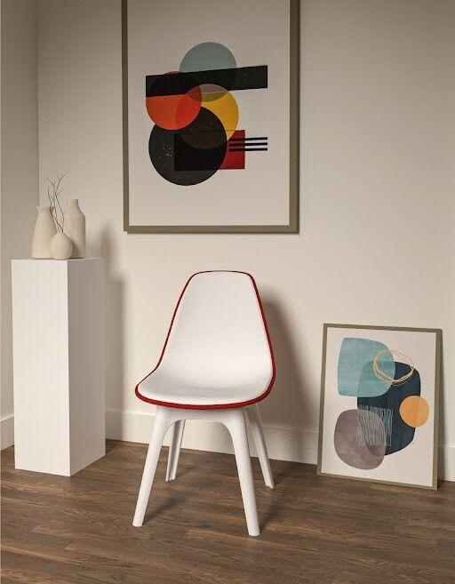 Hanah Home Set trpezarijskih stolica Eos P Crvena, 2 dijela, Bijela