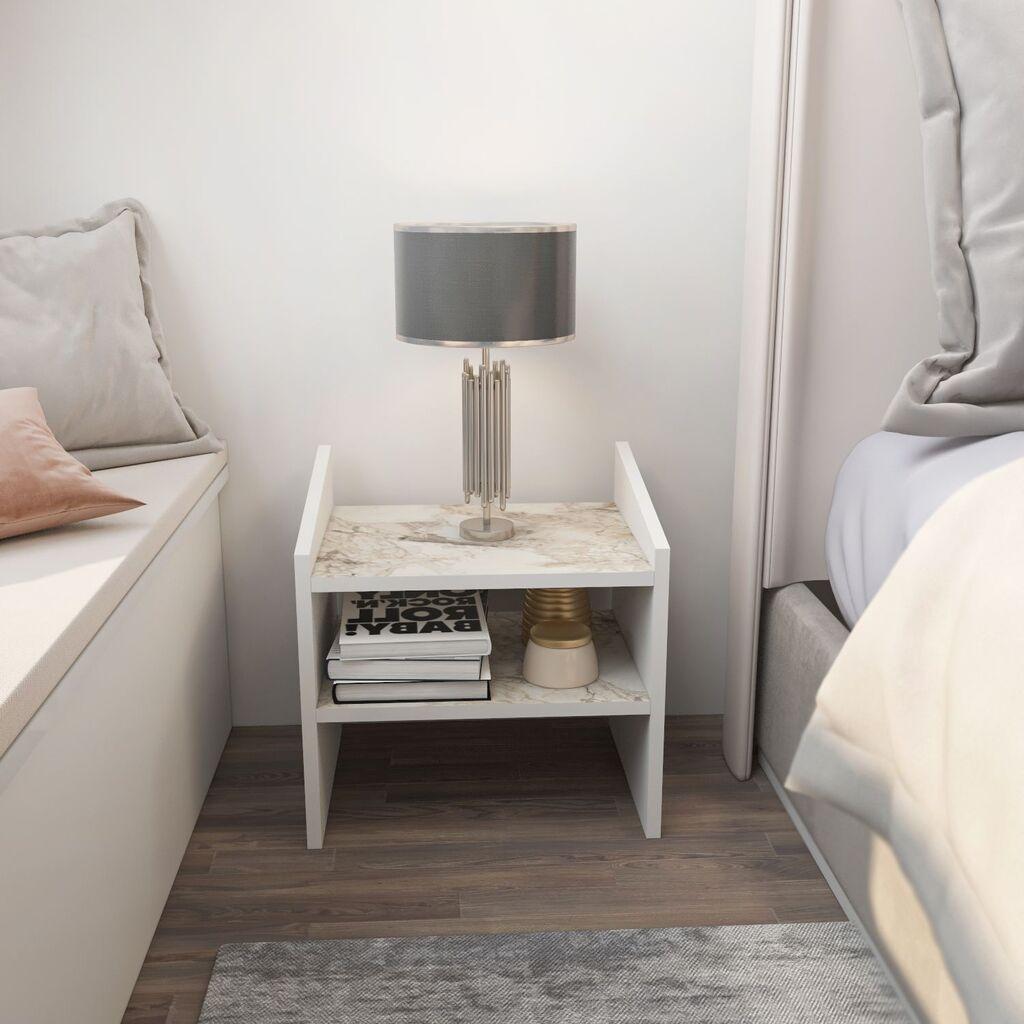 Hanah Home Adin noćni ormarić, 45x45x35 cm, Prljavobijela