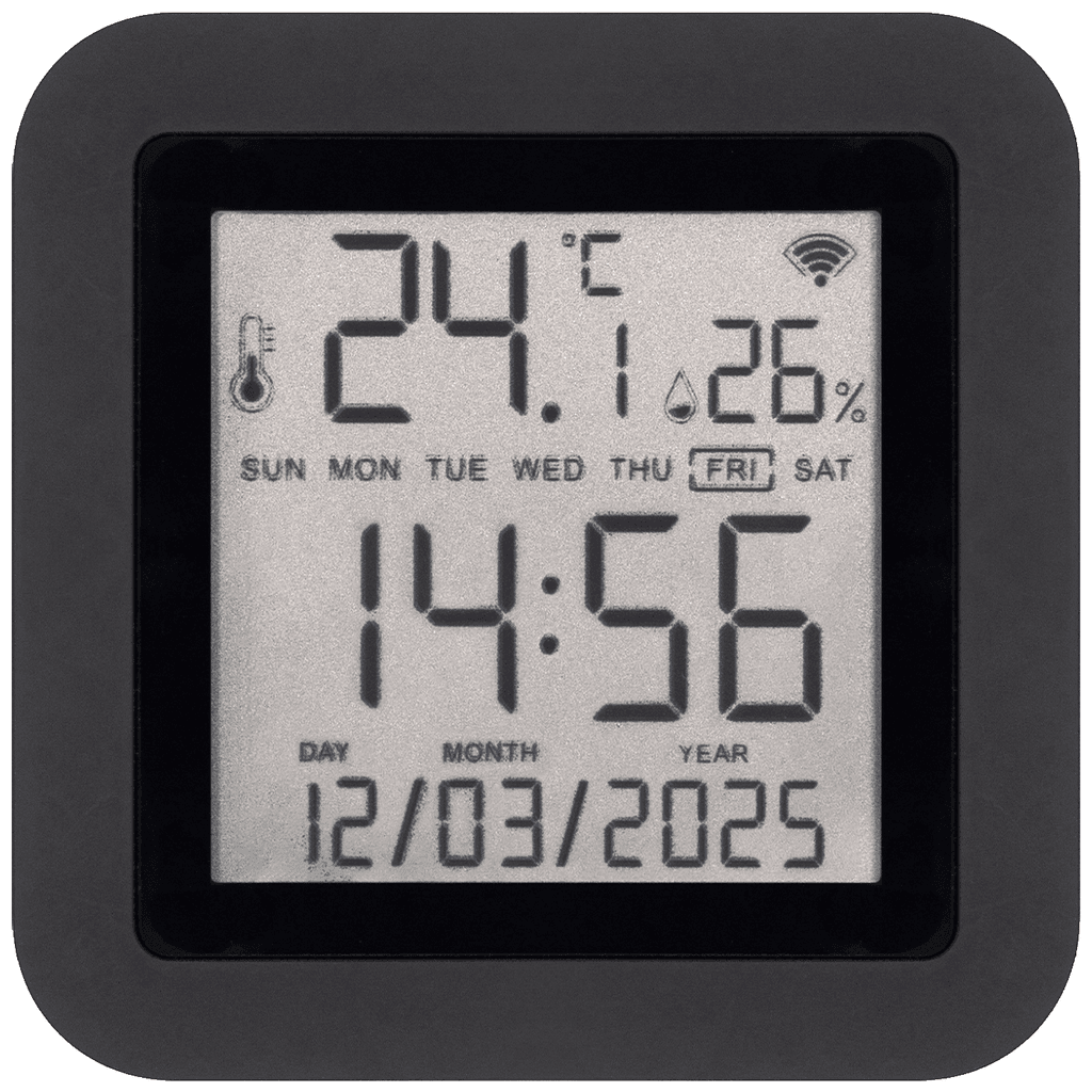Home Daljinski upravljač, mjerač temperature i vlage, sat, LCD, HSTHR, Crni