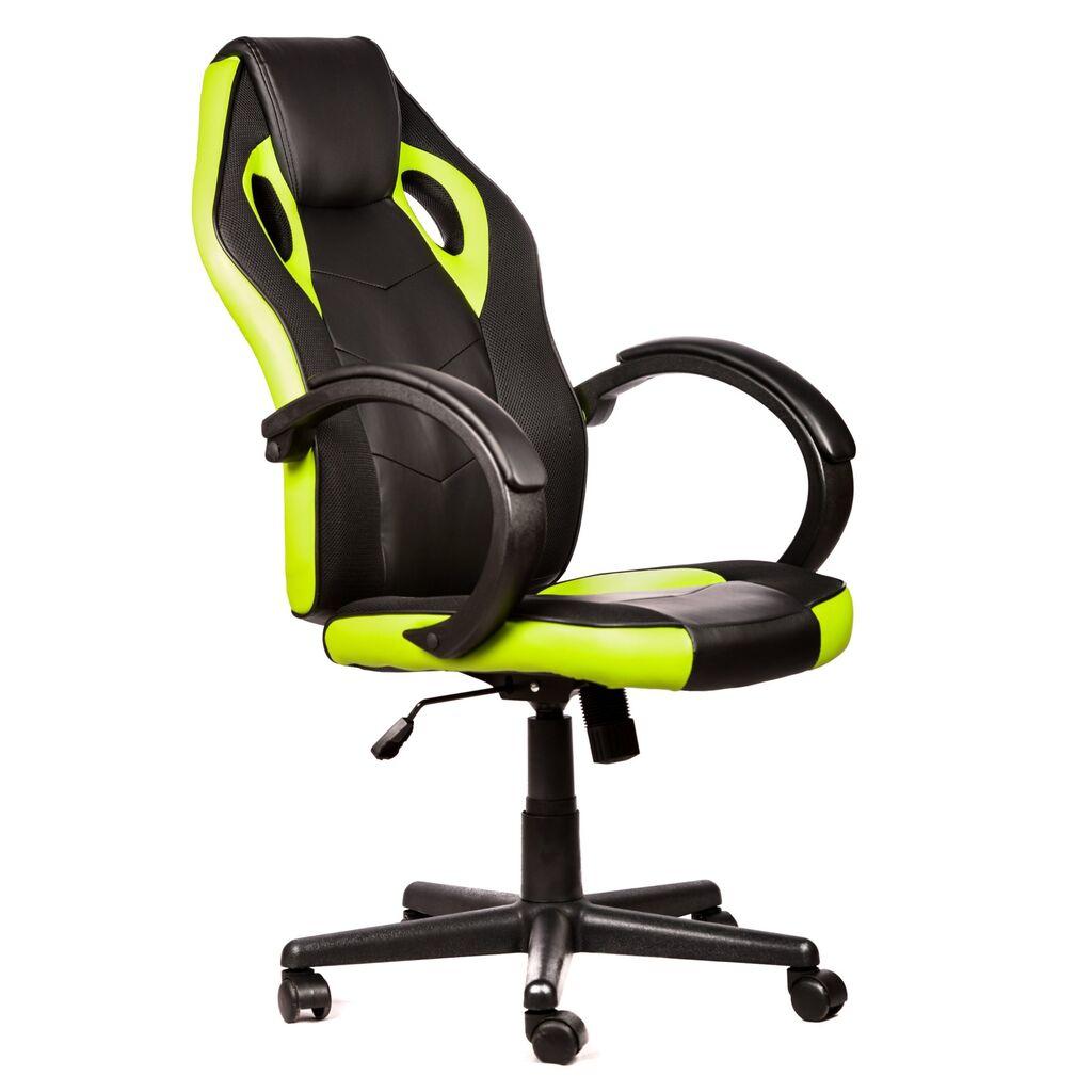 Kancelarijska / gejmerska stolica 4015B vještačka koža, crno zelena