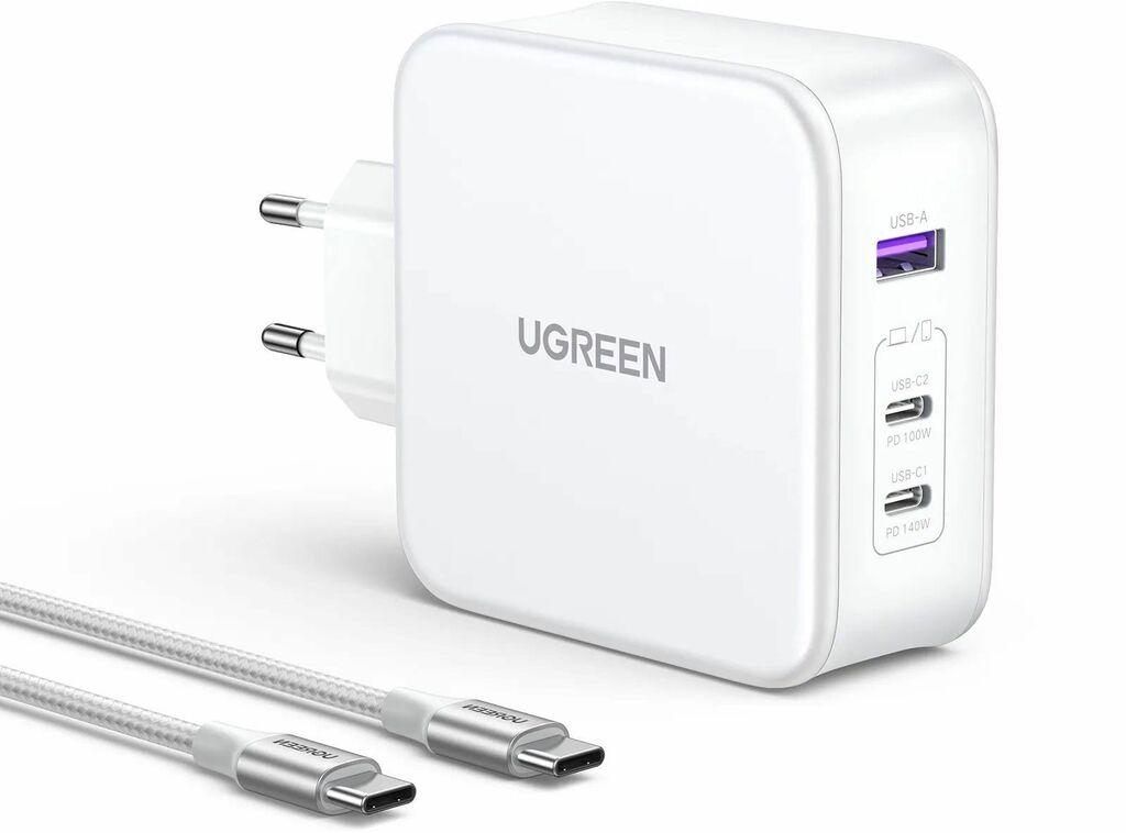 Ugreen 3-portni USB-C punjač Nexode, 140 W, PD 3.1 GaN, USB-C, Bijeli