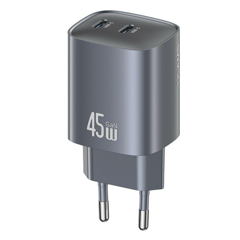 Usams Brzi punjač CC305 T66 45W GaN Dual C Port (EU), Crni