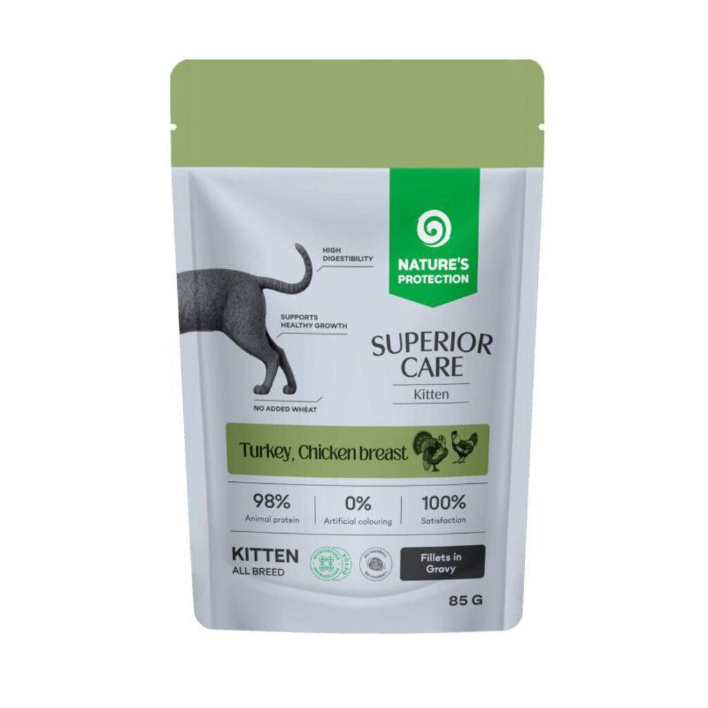 Nature's Protection Hrana za mačiće Kitten Superior Care, Ćuretina i pileća prsa, 85 g