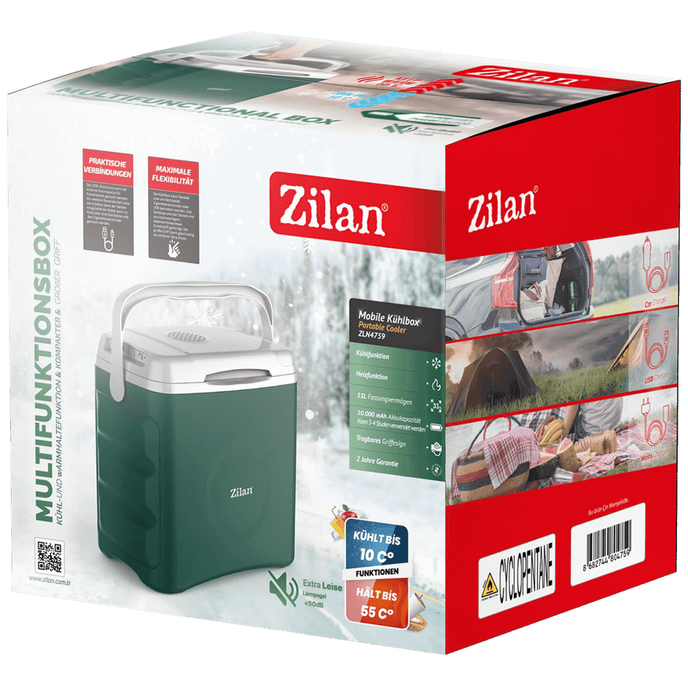 Zilan Frižider Zln4759, Prijenosni, Hlađenje, Grijanje, 33 L, 55W, 12V, 220V, Sivi