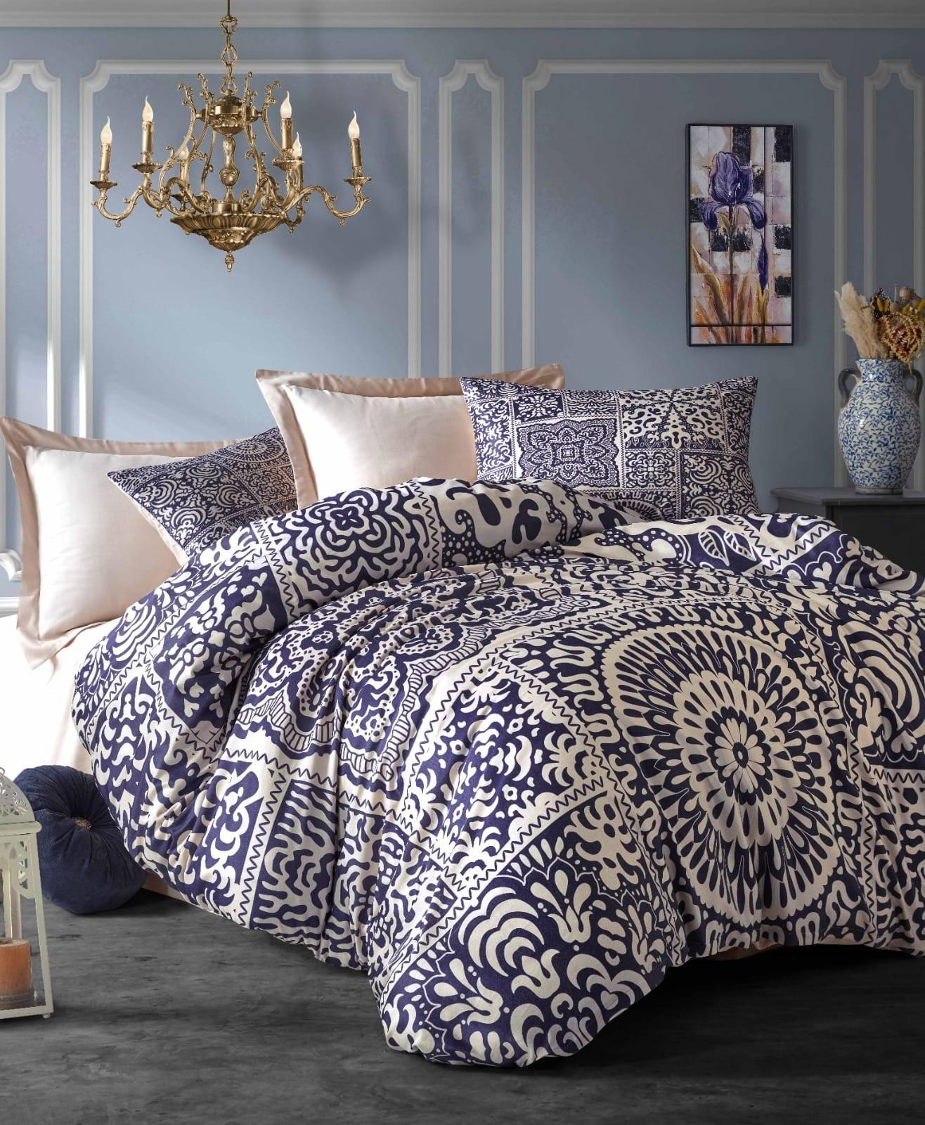 L'essentiel Maison set posteljine 484, 200x220 cm, tamnoplava-krem