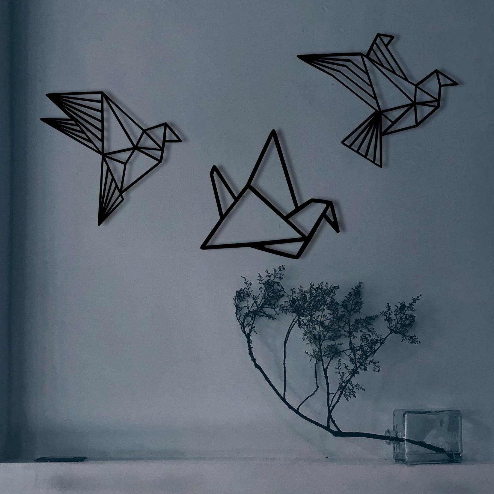 Wallity Zidna dekoracija Origami, 100x31 cm, 1,2 mm, Crna